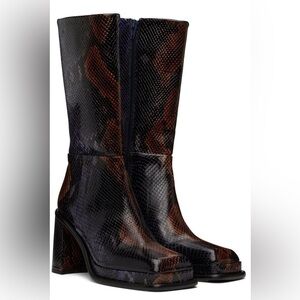 MIISTA Abril Leather Snakeskin Embossed Womens Boots Size 39